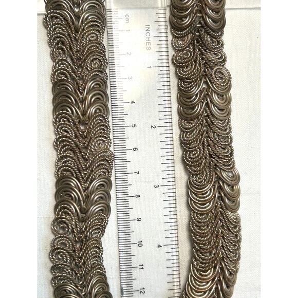 Vintage Egyptian Revival Interlocking Coil Collar Necklace 18in - Picture 9 of 10